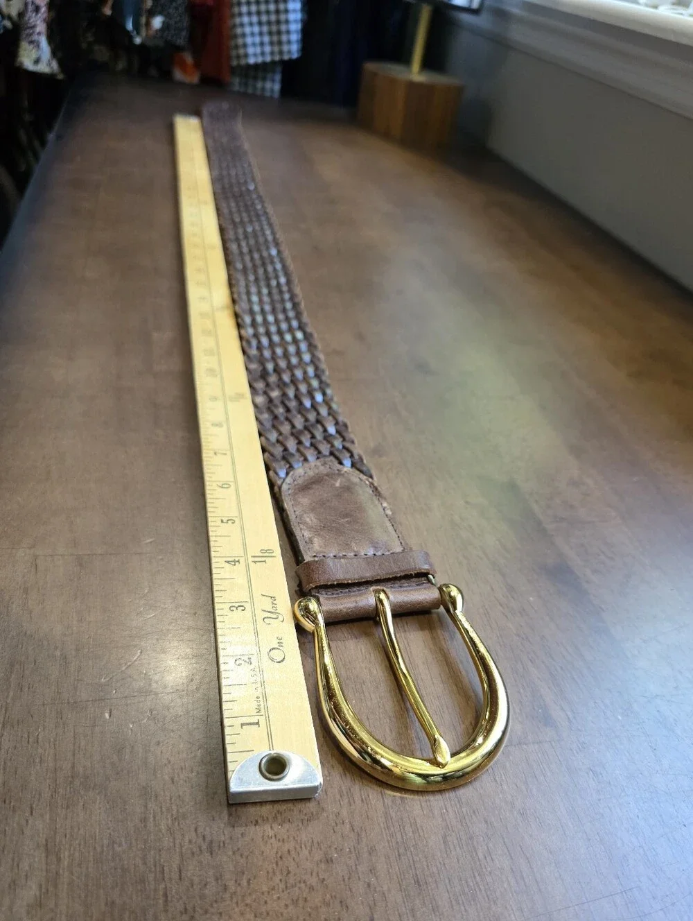 Michael Kors Braided Brown Belt with Gold Buckle Size Small